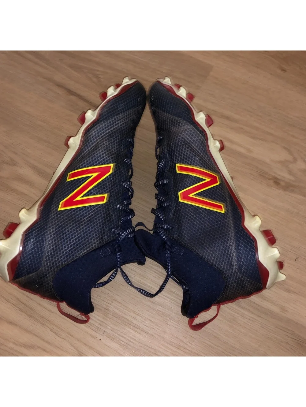 NEW BALANCE MID FREEZE LAX LACROSSE CLEATS SUPERMAN BLUE RED YELLOW MENS SIZE 9